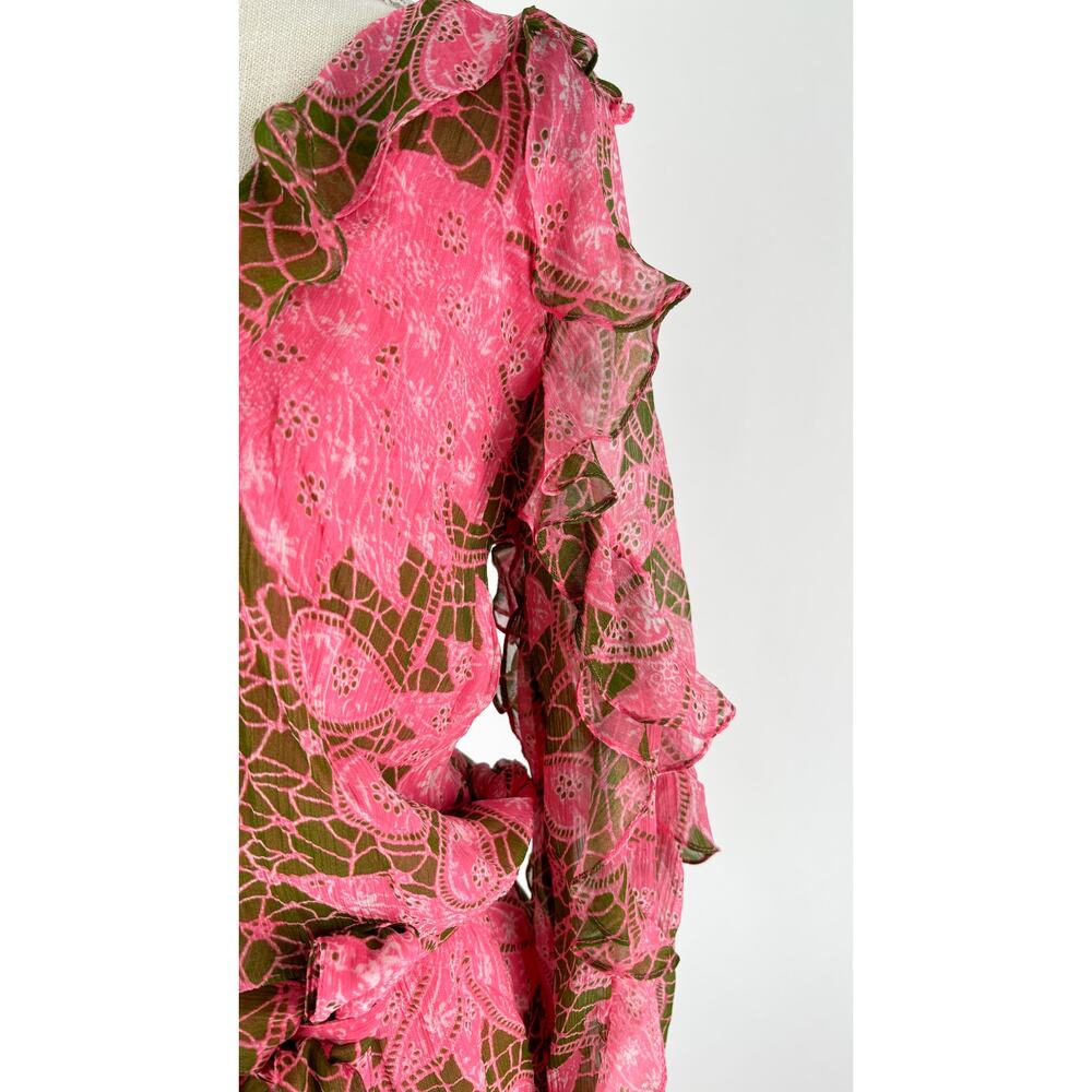 Hemant And Nandita Long Sleeve Pakhi Romper Womens Size Medium Pink New Green - Picture 5 of 15